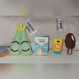 Crocs Jibbitz Beer Bottle, Suncreen, Ice Cream, Caribbean Cruise Logo